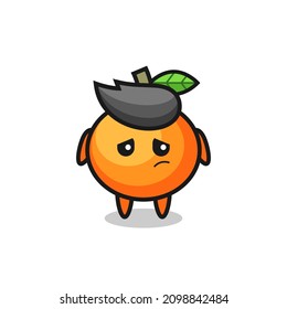the lazy gesture of mandarin orange cartoon character , cute style design for t shirt, sticker, logo element