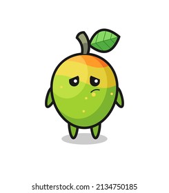 the lazy gesture of mango cartoon character , cute style design for t shirt, sticker, logo element