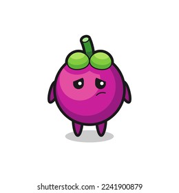 the lazy gesture of mangosteen cartoon character , cute style design for t shirt, sticker, logo element