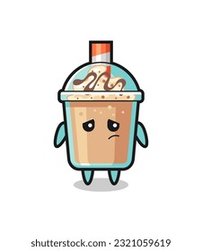 the lazy gesture of milkshake cartoon character , cute style design for t shirt, sticker, logo element