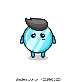 the lazy gesture of mirror cartoon character , cute style design for t shirt, sticker, logo element