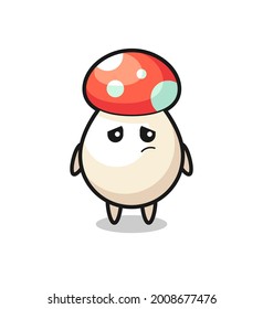 the lazy gesture of mushroom cartoon character , cute style design for t shirt, sticker, logo element