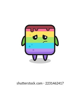 the lazy gesture of rainbow cake cartoon character , cute style design for t shirt, sticker, logo element