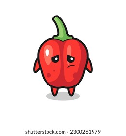 the lazy gesture of red bell pepper cartoon character , cute style design for t shirt, sticker, logo element