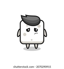 the lazy gesture of sugar cube cartoon character , cute style design for t shirt, sticker, logo element