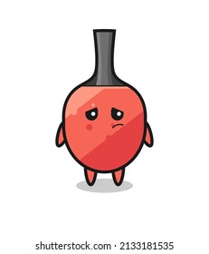 the lazy gesture of table tennis racket cartoon character , cute style design for t shirt, sticker, logo element