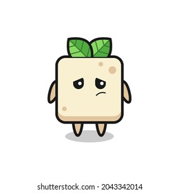 the lazy gesture of tofu cartoon character , cute style design for t shirt, sticker, logo element