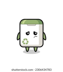 the lazy gesture of trash can cartoon character , cute style design for t shirt, sticker, logo element