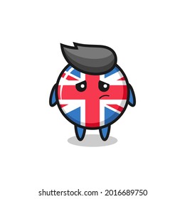 the lazy gesture of united kingdom flag badge cartoon character , cute style design for t shirt, sticker, logo element