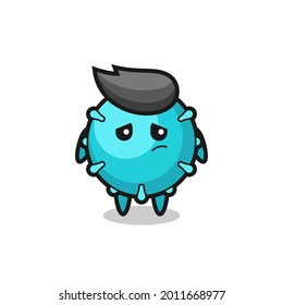 the lazy gesture of virus cartoon character , cute style design for t shirt, sticker, logo element