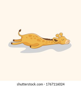 Lazy Giraffe Cute Cartoon Sleeping