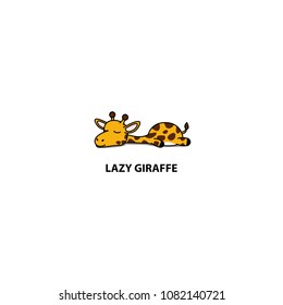 Lazy giraffe sleeping icon, logo design, vector illustration