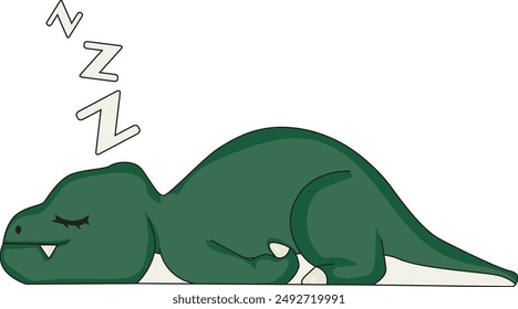 Lazy green dinosaur sleeping loudly