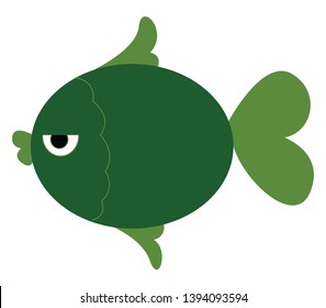 Dibujo o ilustración vectorial de un pez verde perezoso