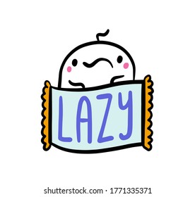 Lazy handgezeichnete Vektorgrafik im Comicstil Mann traurige Beschriftung