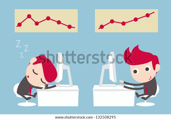 Lazy Hardworking Businessman Stock Vector Royalty Free 132508295