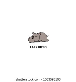 Lazy hippopotamus sleeping icon, vector illustration