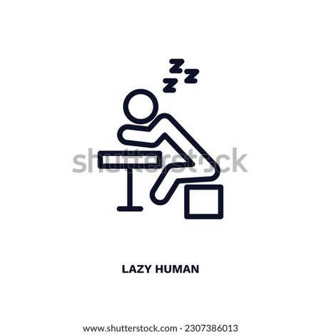 lazy human icon. Thin line lazy human icon from feeling and reaction collection. Outline vector isolated on white background. Editable lazy human symbol can be used web and mobile