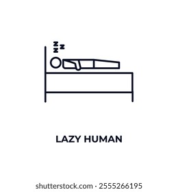 lazy human outline icon. Linear vector from feelings concept. Thin line lazy human icon isolated on white background