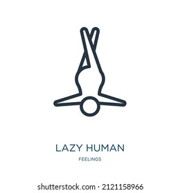 lazy human thin line icon. office, desk linear icons from feelings concept isolated outline sign. Vector illustration symbol element for web design and apps.