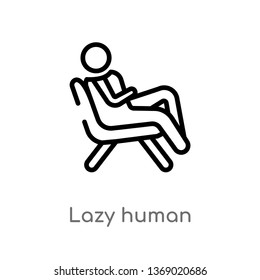lazy human vector line icon. Simple element illustration. lazy human outline icon from feelings concept. Can be used for web and mobile