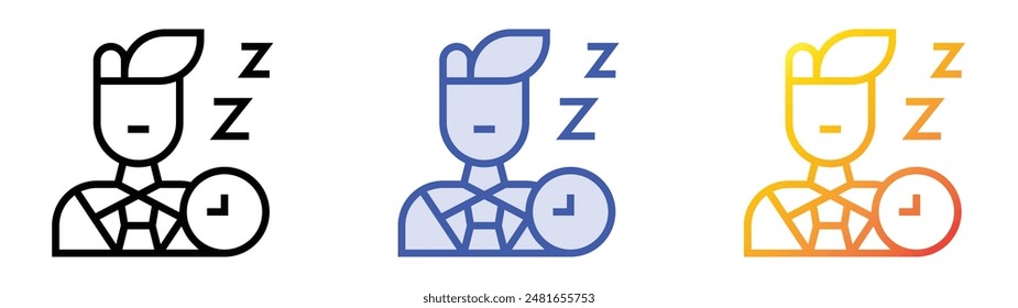 lazy icon. Linear, Blue Fill and Gradient Style Design Isolated On White Background