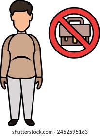 Lazy Idle Colleagues concept, Obese workers vector icon design, out of work symbol, Layoff sign, Unwaged stock illustration