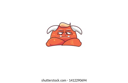 lazy imp, a character with horns. logo with imp. - vector