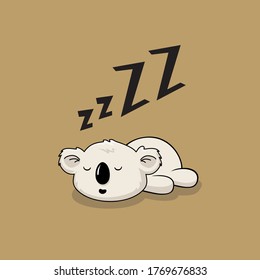 Lazy Koala Cartoon Sleeping Animals Illustration