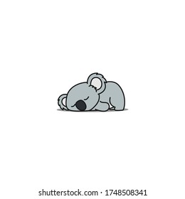 Lazy koala sleeping cartoon, vector illustration