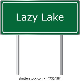 Lazy Lake , Florida, road sign green vector illustration, road table, USA city