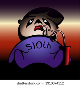 lazy man. sloth. vector colorful illustration with gradients