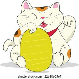 lazy maneki neko cute illustration