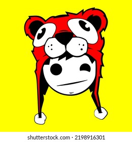 Lazy Monday activity illustration, cute cartoon, happy design, panda art, wild graphic, fun, funny nature, zoo, mammal