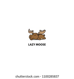 Lazy moose sleeping icon, logo design, vector illustration