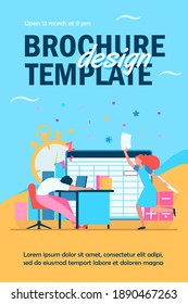 Lazy office worker. Man sleeping at workplace, colleague with paper running to him flat vector illustration. Burnout, fatigue, tired employee concept for banner, website design or landing web page