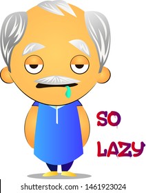 Lazy old man, illustration, vector on white background.