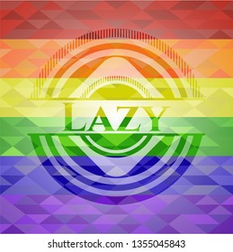Lazy on mosaic background with the colors of the LGBT flag