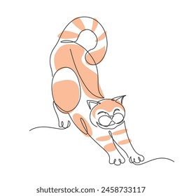 lazy orange cat one line drawing. lazy orange cat single line illustration. lazy orange cat minimalist line art