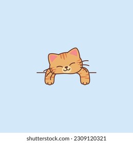 Lazy orange cat sleeping cartoon, vector illustration