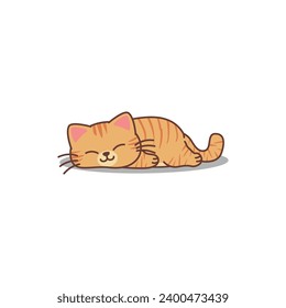 Lazy orange cat sleeping cartoon, vector illustration, I drew it by myself, It's not AI-generated content.