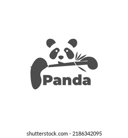 Lazy Panda in a Bamboo Vector Illustration Logo