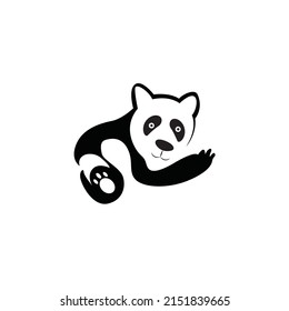 Lazy panda cartoon logo design vector