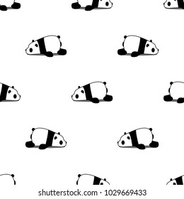 Lazy panda cartoon seamless pattern on white background, vector