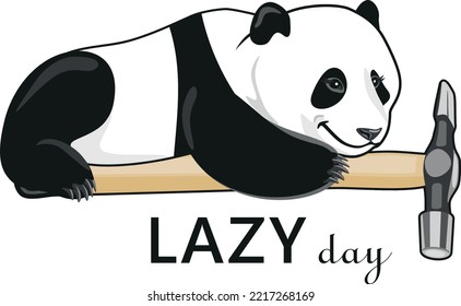 Lazy panda. Lazy day. Vector