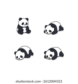 Lazy panda sleeping cartoon collection, vector illustration