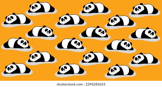 Lazy Panda sleeping cartoon pattern, vector pattern illustration