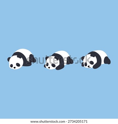 Lazy panda sleeping collection flat design style, vector illustration