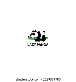 Lazy panda sleeping on a branch cartoon, vector illustration