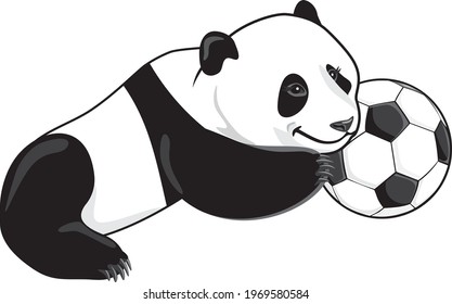 Lazy panda with soccer ball. Vector